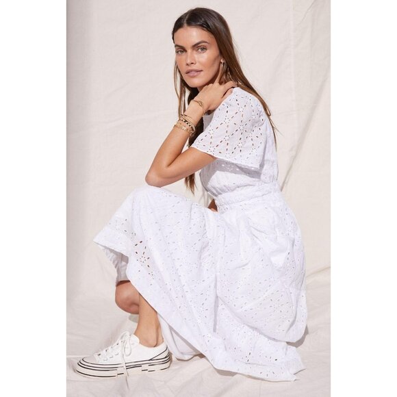 NWT Anthropologie Maeve Somerset Maxi in Ivory Eyelet Tiered Dress XL - Picture 1 of 6